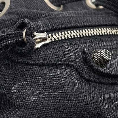Balenciaga Shoulder Bag le Cagole XS Denim Black with Mirror