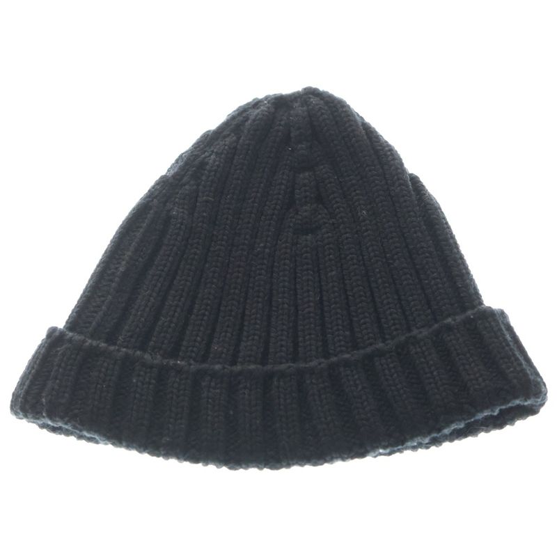 Prada Rubber Logo Beanie Knit Hat Black