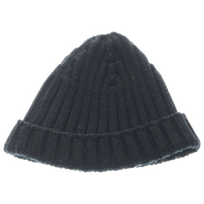 Prada Rubber Logo Beanie Knit Hat Black