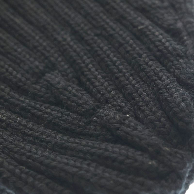 Prada Rubber Logo Beanie Knit Hat Black