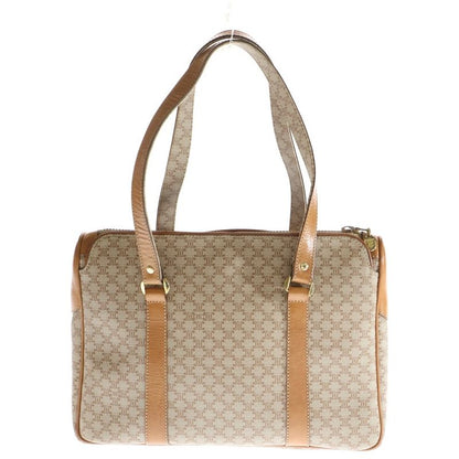 Celine Macadam Handbag Beige Brown Coated Canvas X Leather