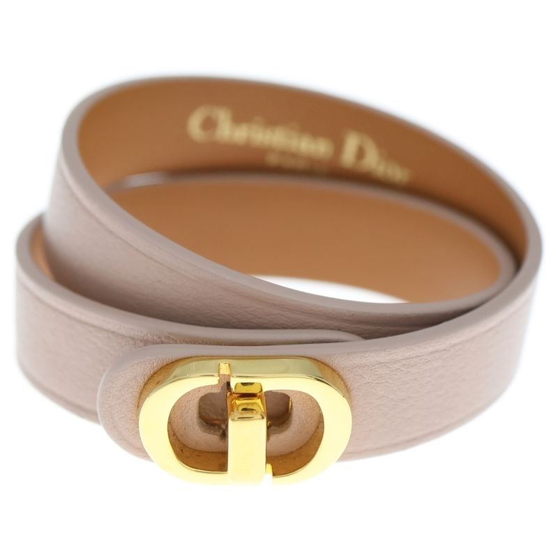 Christian Dior 30 Montaigne Double Bracelet Pink Leather