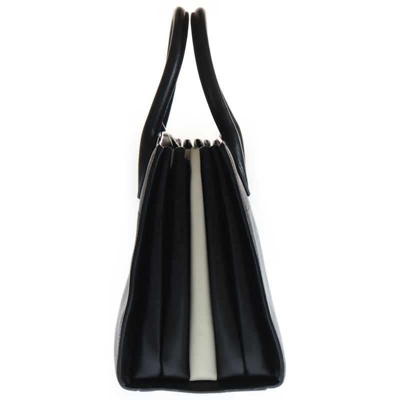 Prada Bibliotheque Handbag Tote Bicolor Black White Sapphire Leather