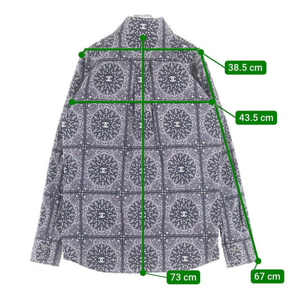 Chanel Star Button Coco Mark Paisley All Over Pattern Long Sleeve Shirt Black