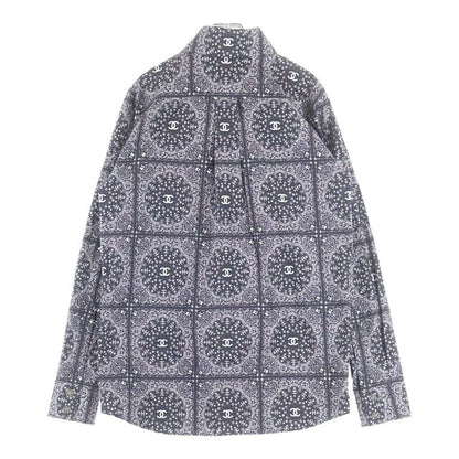 Chanel Star Button Coco Mark Paisley All Over Pattern Long Sleeve Shirt Black