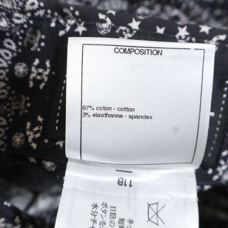 Chanel Star Button Coco Mark Paisley All Over Pattern Long Sleeve Shirt Black
