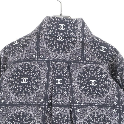Chanel Star Button Coco Mark Paisley All Over Pattern Long Sleeve Shirt Black