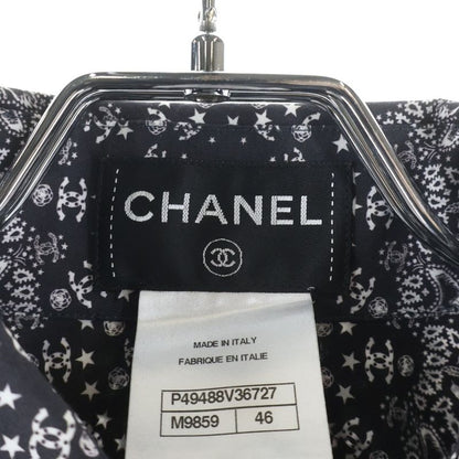Chanel Star Button Coco Mark Paisley All Over Pattern Long Sleeve Shirt Black
