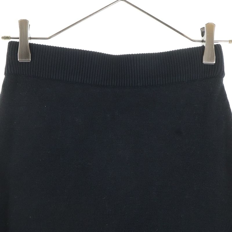 Chanel Cotton Knit Tight Medium Skirt Black