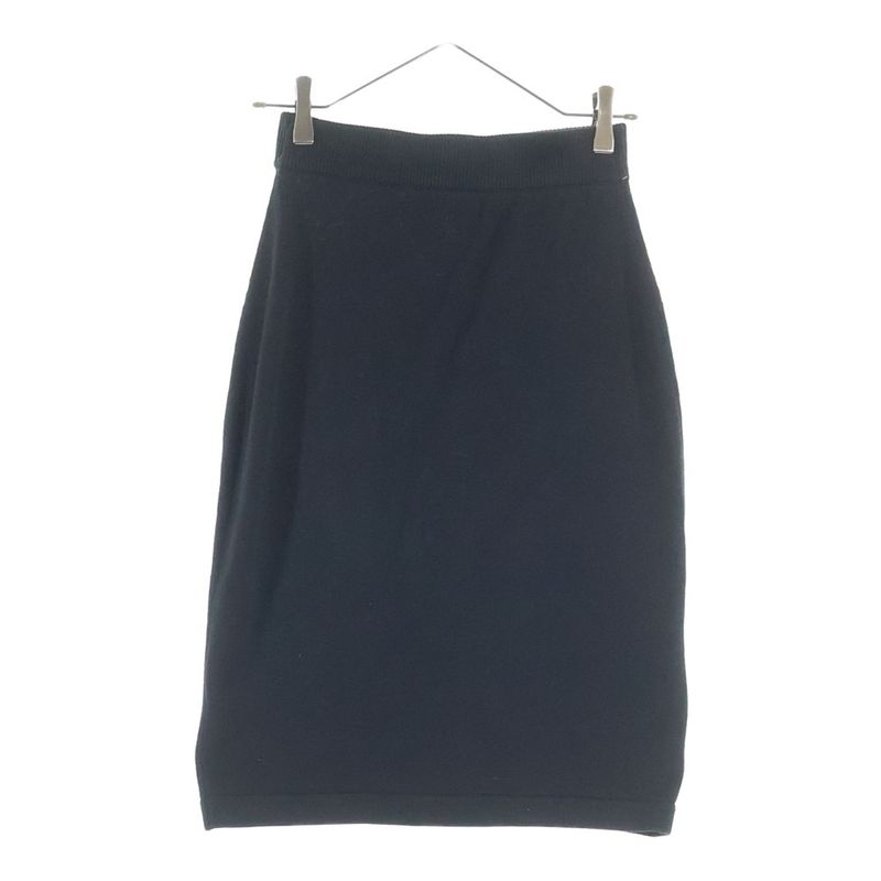 Chanel Cotton Knit Tight Medium Skirt Black
