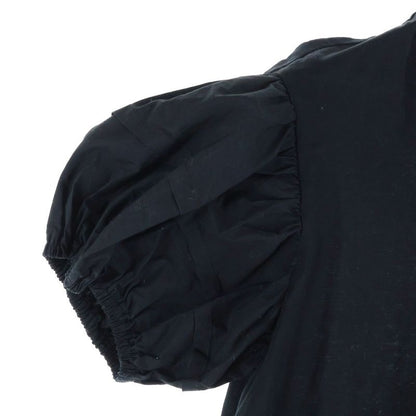 Prada Puff Sleeve Crew Neck Short Sleeve Medium Cut and Sew Dress Black