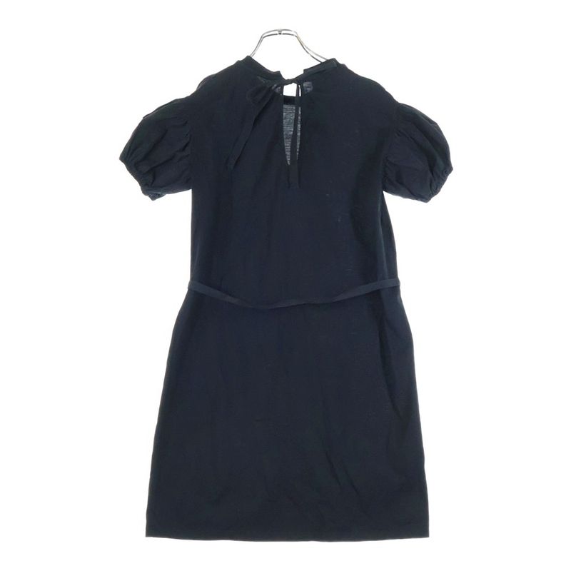 Prada Puff Sleeve Crew Neck Short Sleeve Medium Cut and Sew Dress Black