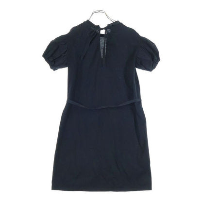 Prada Puff Sleeve Crew Neck Short Sleeve Medium Cut and Sew Dress Black