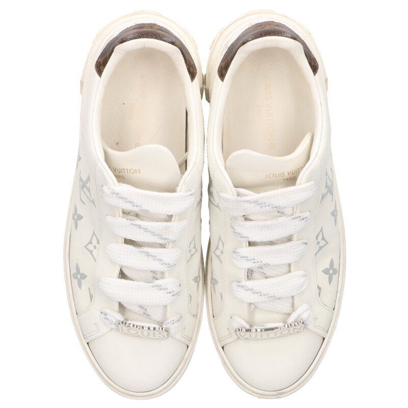 Louis Vuitton Time Outline Monogram Leather Sneakers with Logo Patch