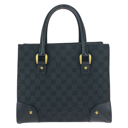 Gucci Black GG Canvas Leather Tote Handbag