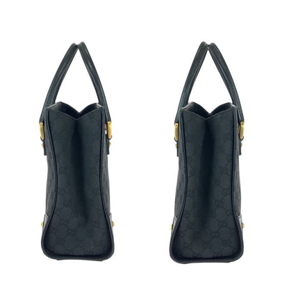 Gucci Black GG Canvas Leather Tote Handbag