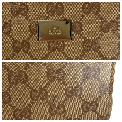 Gucci GG Crystal Beige Dark Brown PVC Business Bag