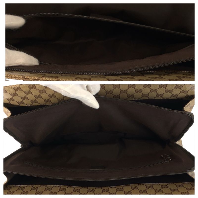 Gucci GG Crystal Beige Dark Brown PVC Business Bag