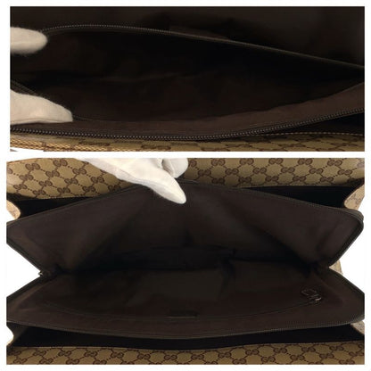 Gucci GG Crystal Beige Dark Brown PVC Business Bag