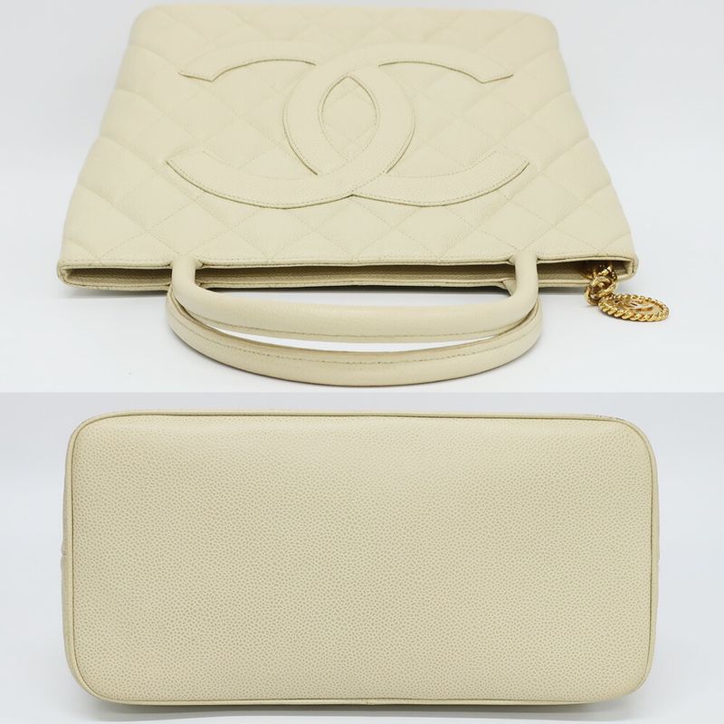 Chanel Reprint Tote Ivory Caviar Skin Handbag