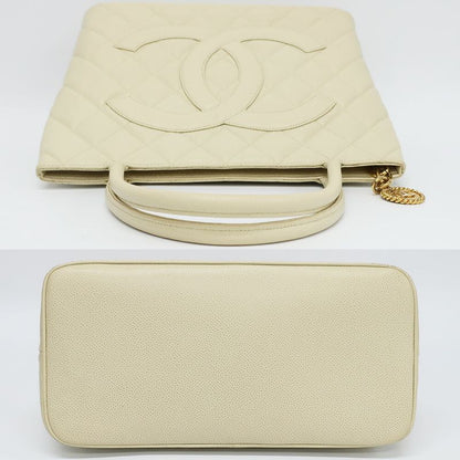 Chanel Reprint Tote Ivory Caviar Skin Handbag
