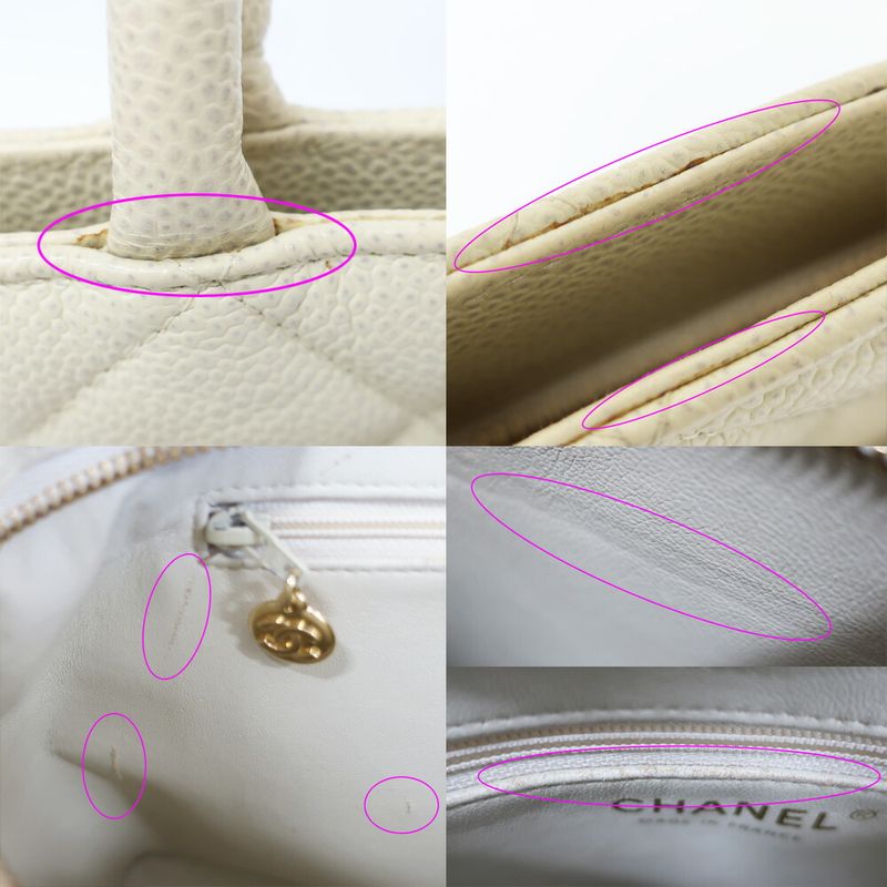 Chanel Reprint Tote Ivory Caviar Skin Handbag
