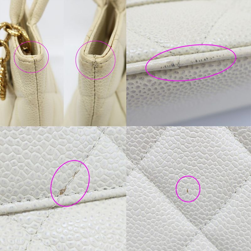 Chanel Reprint Tote Ivory Caviar Skin Handbag