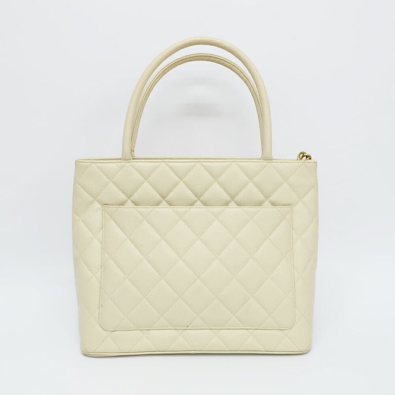 Chanel Reprint Tote Ivory Caviar Skin Handbag