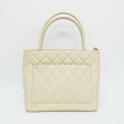 Chanel Reprint Tote Ivory Caviar Skin Handbag