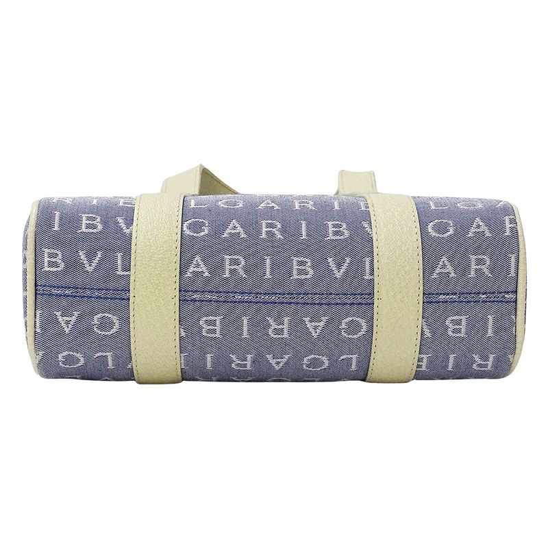 Bvlgari Tote Logomania Canvas Blue White Mini Bag