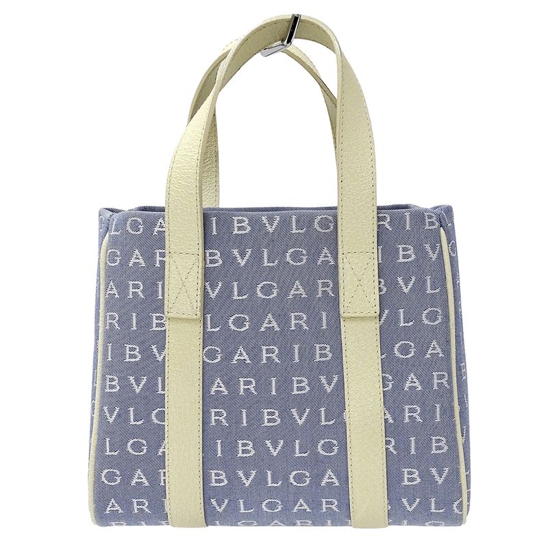 Bvlgari Tote Logomania Canvas Blue White Mini Bag