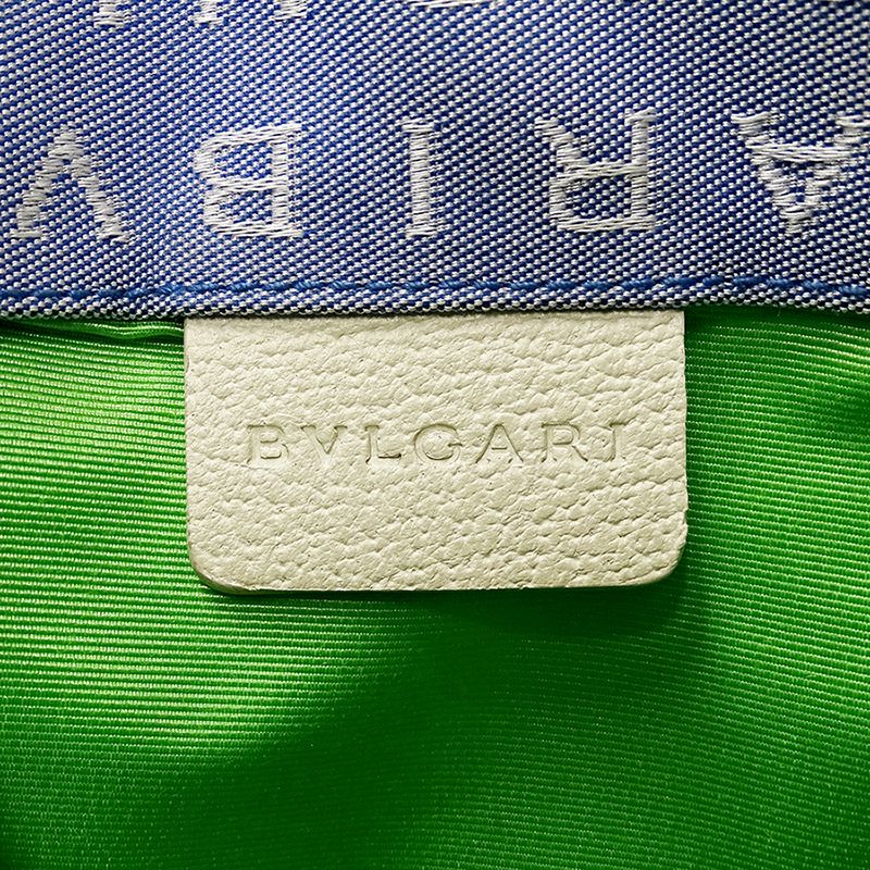 Bvlgari Tote Logomania Canvas Blue White Mini Bag