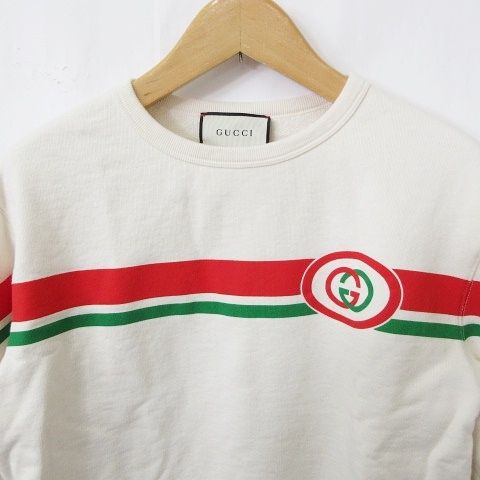 Gucci Trainer Sweatshirt Long Sleeve Round Neck Pullover Print Cotton White