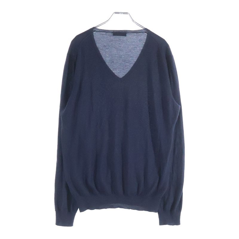 Prada Silk Blend Cashmere V-neck Pullover Long Sleeve Knit Sweater