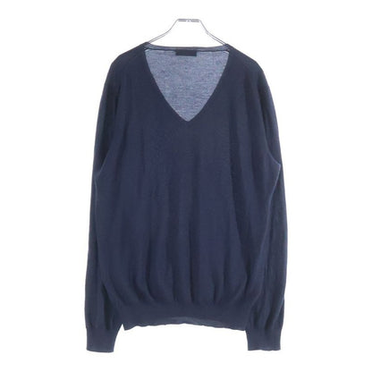 Prada Silk Blend Cashmere V-neck Pullover Long Sleeve Knit Sweater