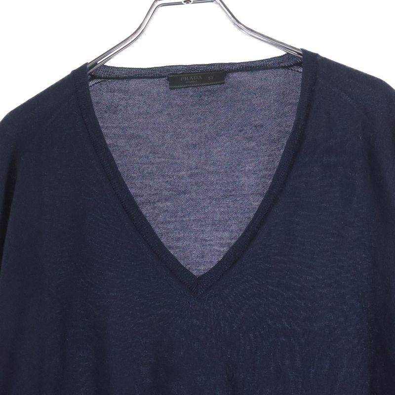 Prada Silk Blend Cashmere V-neck Pullover Long Sleeve Knit Sweater