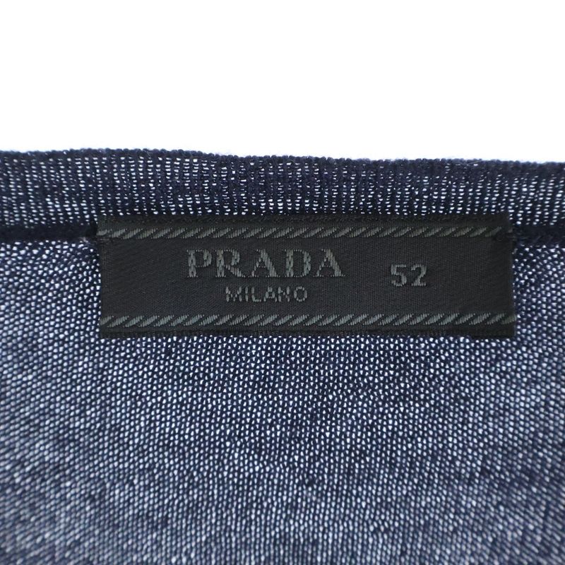 Prada Silk Blend Cashmere V-neck Pullover Long Sleeve Knit Sweater