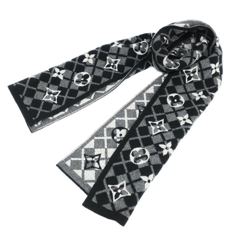 Louis Vuitton Echarpe Monogram Mountain Muffler Black Gray Scarf