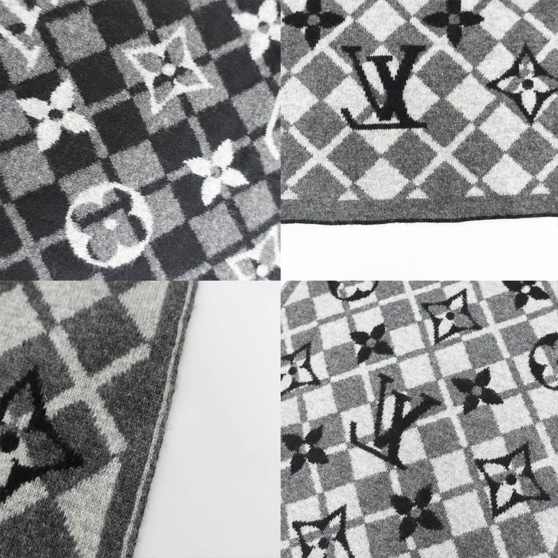 Louis Vuitton Echarpe Monogram Mountain Muffler Black Gray Scarf