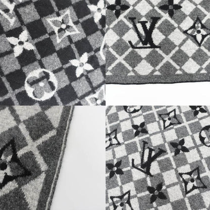 Louis Vuitton Echarpe Monogram Mountain Muffler Black Gray Scarf