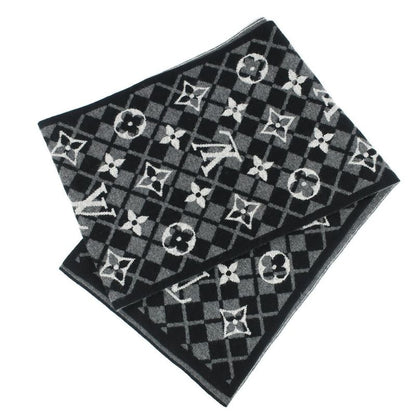 Louis Vuitton Echarpe Monogram Mountain Muffler Black Gray Scarf