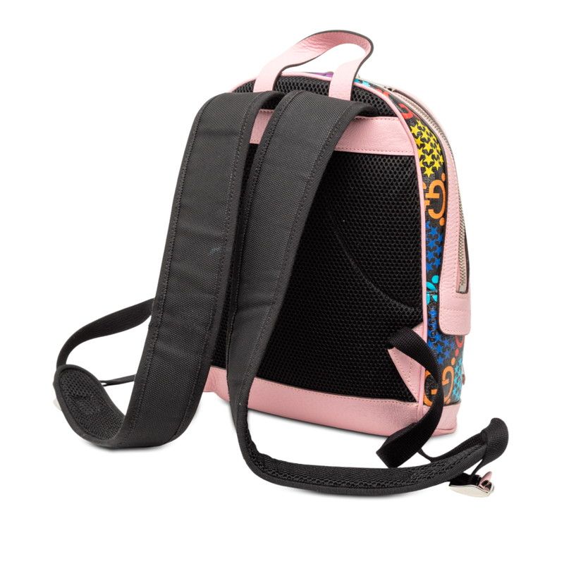 Gucci GG Psychedelic Backpack Pink Black Multicolor Leather