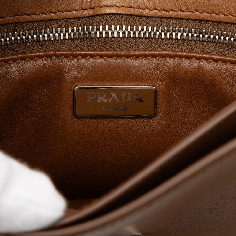 Prada Crossbody Bag Brown Gray Cuff Leather