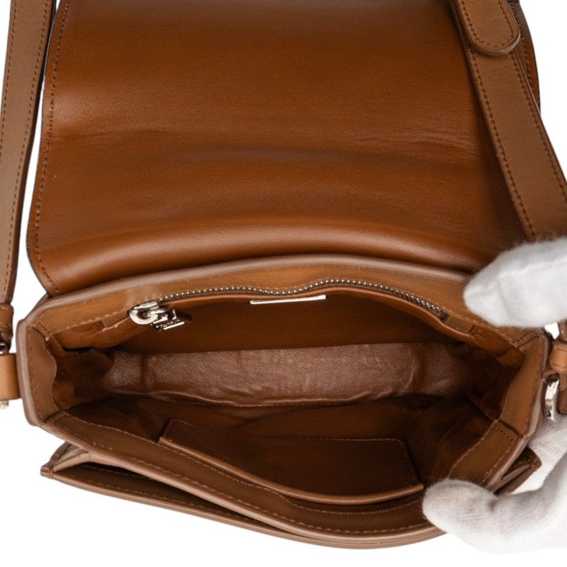Prada Crossbody Bag Brown Gray Cuff Leather