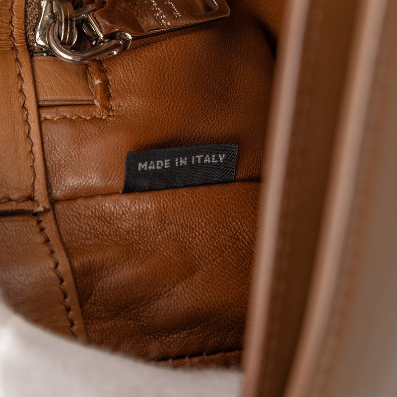 Prada Crossbody Bag Brown Gray Cuff Leather
