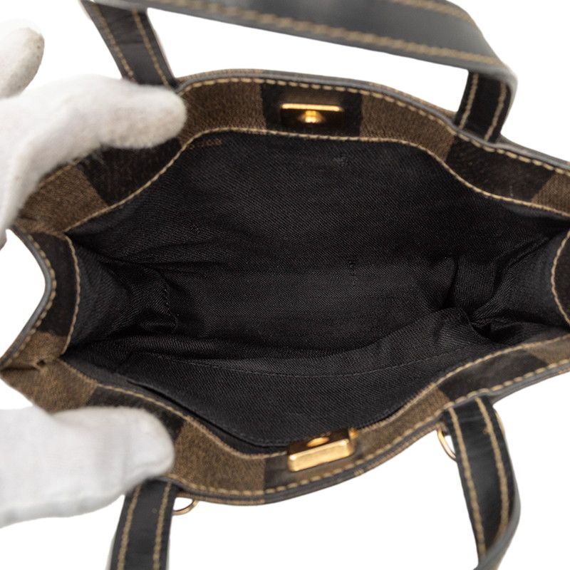 Fendi Pecan Shoulder Bag 2-Way Brown Black Leather