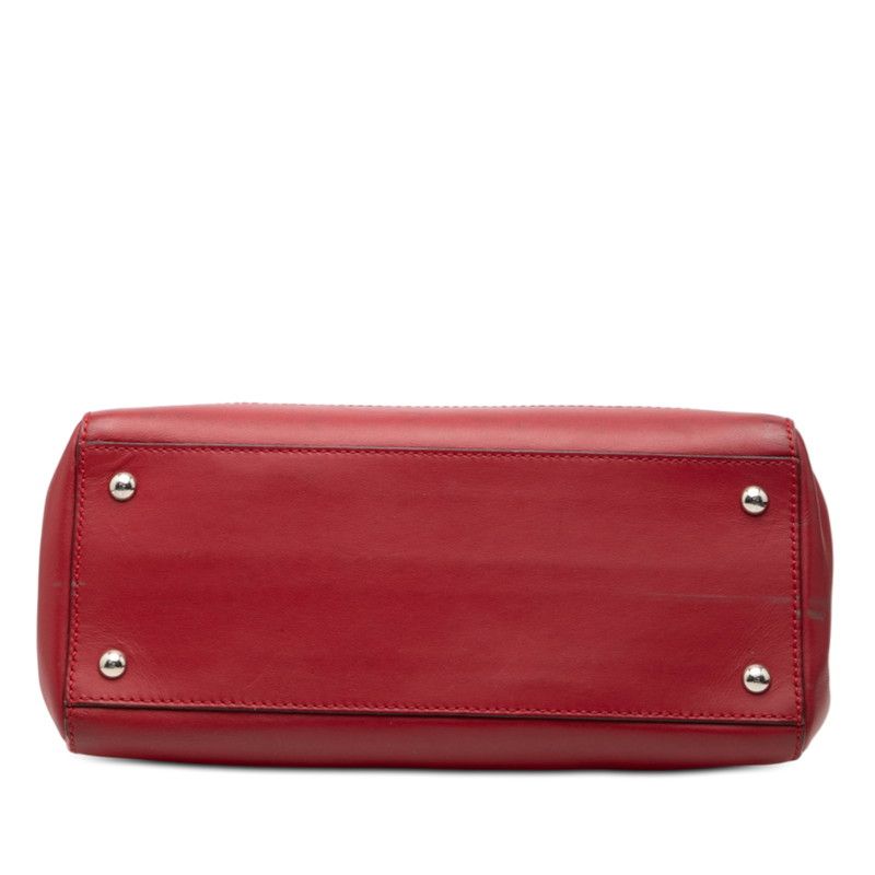 Fendi Shoulder Bag 2-Way Red Leather