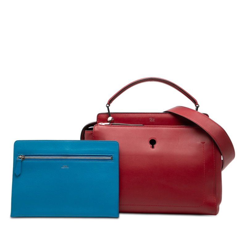 Fendi Shoulder Bag 2-Way Red Leather