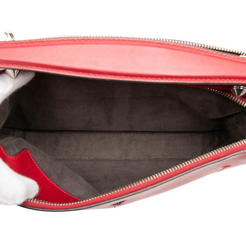 Fendi Shoulder Bag 2-Way Red Leather