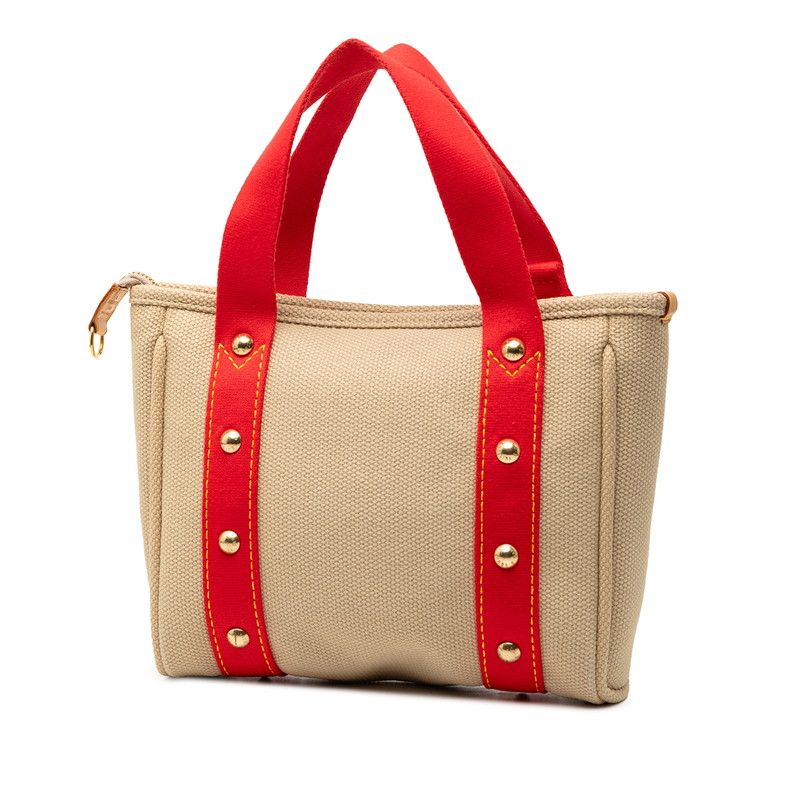 Louis Vuitton Cabas PM Tote Handbag Antigua Beige Canvas Leather